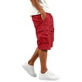 thumbnail image 5 of Men's Plain Cargo Shorts, Elastic Waist Multi-Pocket Pants, Summer Casual Straight Leg Bottoms, 5 of 7
