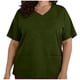 thumbnail image 1 of Tamaño Más Manga Corta Tops para las Mujeres V Cuello Bolsillo Suéter Blusa Casual Camisa Uniforme, 1 of 6