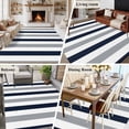 thumbnail image 6 of Navy Blue Gray Striped Large Area Rugs for Bedroom Living Room, Soft Non Slip Carpet Bedside Rug, Farmhouse Stripe Art Rectangular Floor Cover Kitchen Accent Rug 5'x7' for Dining Room/Office, 6 of 9