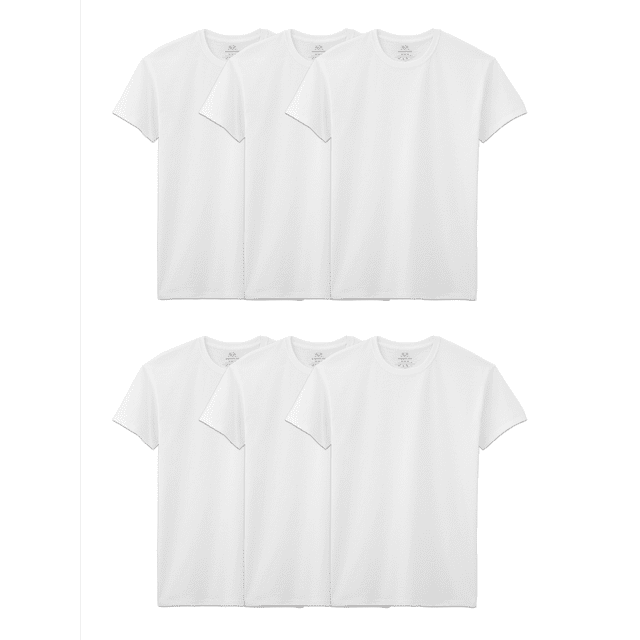 Fruit Of The Loom T-Shirt à Col Ras du Cou pour Hommes, Reste Rentré, Lot de 6, 2TG, Blanc