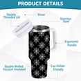 thumbnail image 4 of 30 oz Tumbler With Handle Stainless Steel Insulated Tumbler With Lid for Car Cup Holder Black and White Lace Pattern, 4 of 9