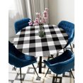 thumbnail image 5 of Black and White Checkered Round Tablecloth, Fitted Table Cover with Elastic for 36"-44" Round Tables, Farmhouse Buffalo Plaid Table Cloth Indoor Outdoor Dinning Party Waterproof Tablecloths, 5 of 6