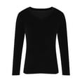 thumbnail image 4 of XAOFW Women'S T-Shirts Female Velvet V Neck Long Sleeve Solid Color Fashionable Cozy Casual Daily Wear Top, 4 of 4