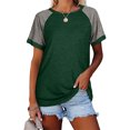 thumbnail image 3 of T-Shirt Femme à Manches Courtes Col Rond Blouse Décontractée, Vert, TTG, 3 of 6