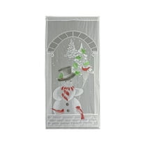geerera Christmas Tree Curtain, Colorful Lace Design with Snowman Pattern, Threaded Pole Decoration for Door, Window, Home,79"x39"