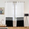 thumbnail image 2 of Black White Striped Kitchen Curtains 84 Inch Length, Modern Abstract Art Aesthetics Grommet Top Bedroom Living Room Curtains, Light Filtering Cafe Curtain Drapes 2 Panels Set 84''x84'', 2 of 9