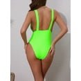 thumbnail image 3 of DARING DIVA Women's Deep V Plunge Monokini Backless Bikini Set Small Fluorescent Green, 3 of 6