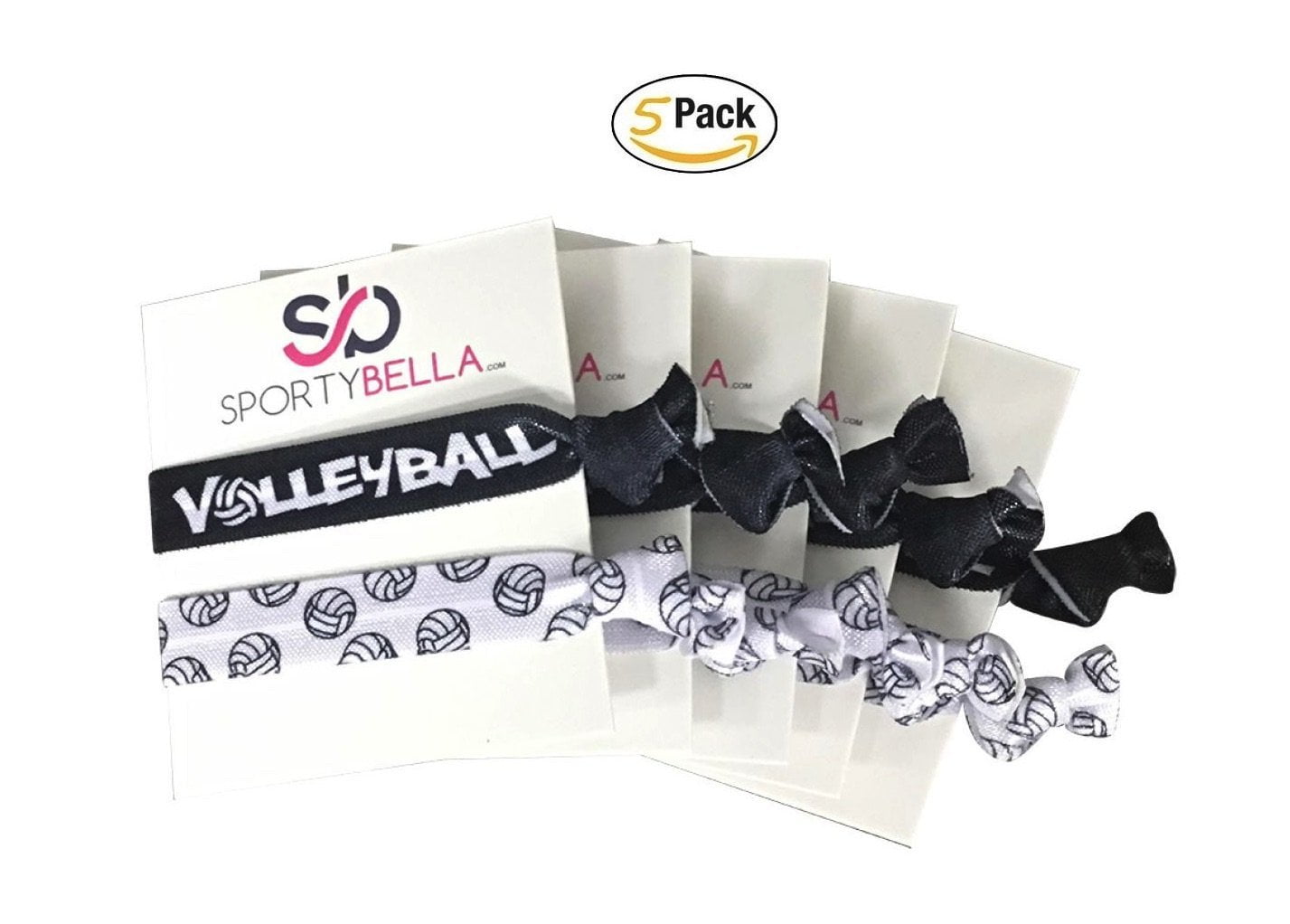 Volleyball Hair Ties 5 pack Black White