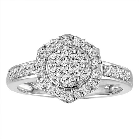 Chetan Collection 0.66 Carat T.W. Round-Shape Diamond 10kt White Gold Designer Star Ring