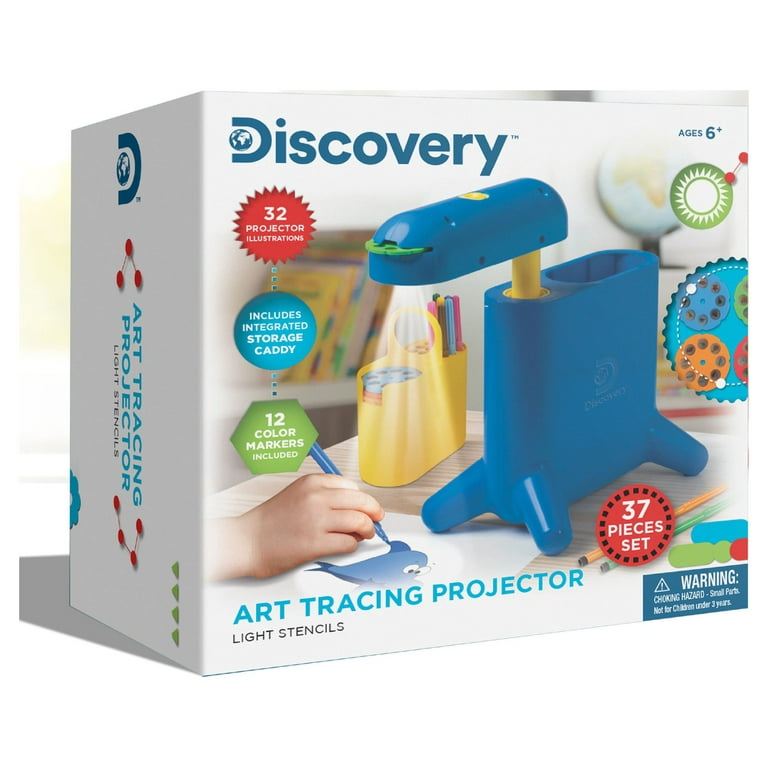 Discovery Kids Art Projector with Six Dry Erase Markers and 10 Reusable  Drawing Discs - Crazy Gray Ghost