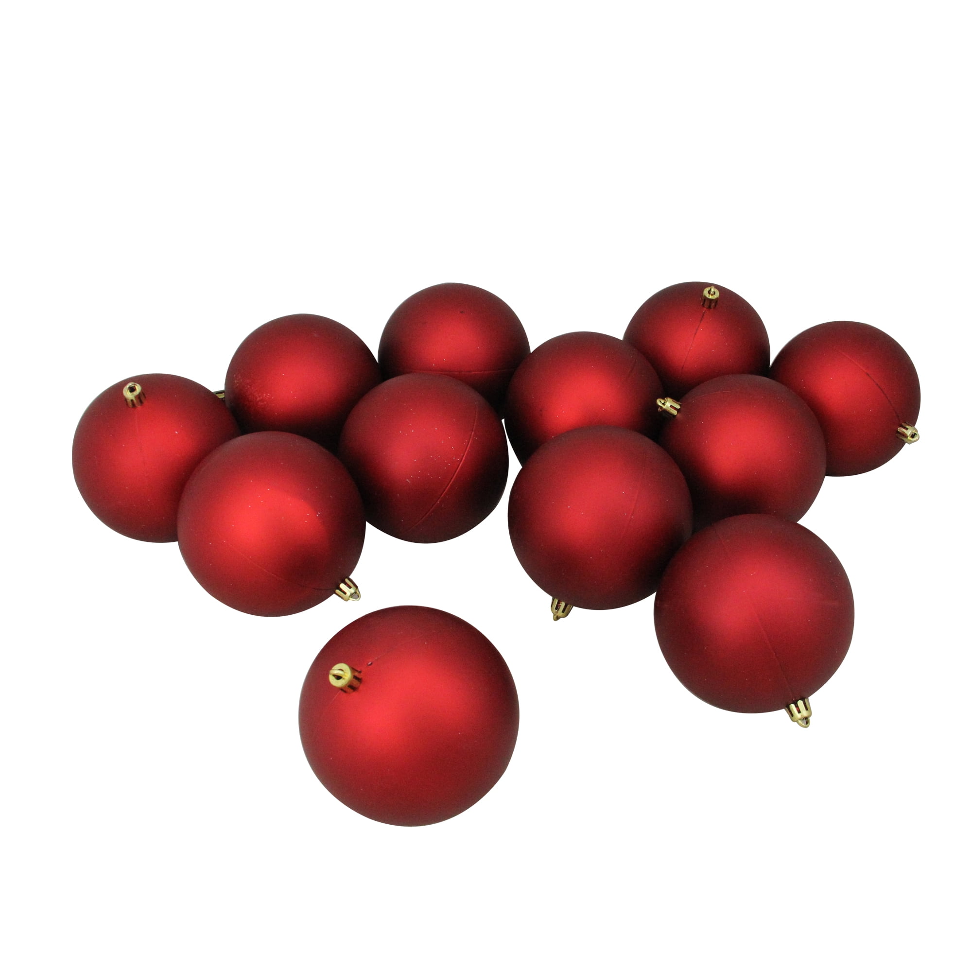 Northlight 12ct Shatterproof Matte Christmas Ball Ornament Set 4" Red