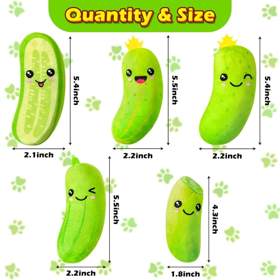 2ooya 5-Piece Catnip Cat Toy Set, Pickle Shape Plush Interactive