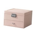 thumbnail image 1 of Joyero Yinane Organizador de joyas de Doble capa de Cuero PU rosa, 1 of 8