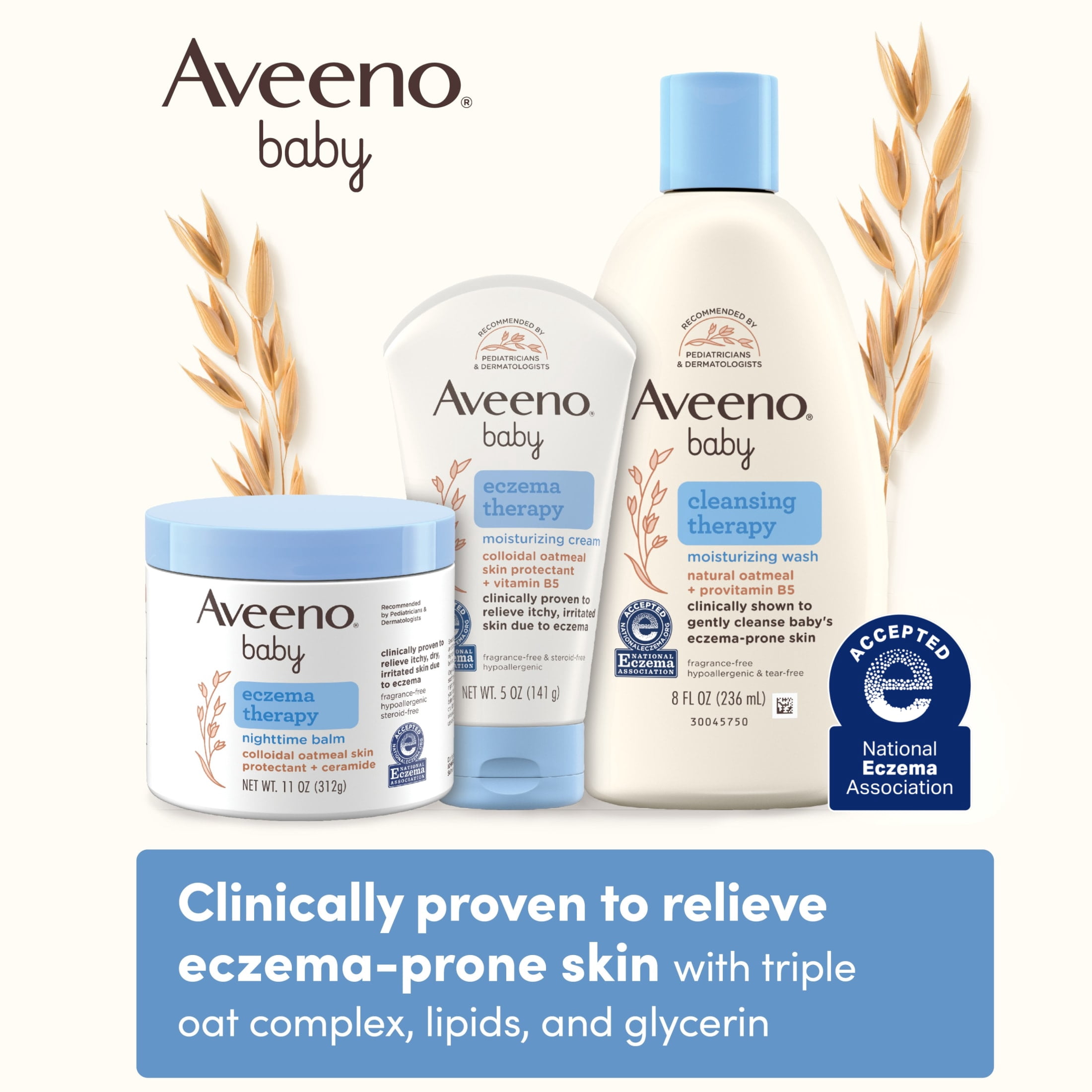 (3 pack) Aveeno Baby Eczema Therapy Nighttime Body Balm, Colloidal Oatmeal, 5.5 oz