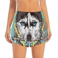 thumbnail image 4 of Lsque Husky With Dreamcatcher Printed Women's Running Shorts with Liner Pockets,Elastic Quick Dry Workout Athletic Gym Yoga Shorts,Womens High Waist Shorts-Large, 4 of 9