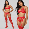 thumbnail image 4 of Conjunto de tres piezas con tirantes de tres puntos y explosiones europeas y americanas, ropa interior sexy con liga hueca, 4 of 5