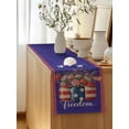 thumbnail image 5 of Table Runner 120 Inches Long for Kitchen Dining, Independence Day Dresser Scarf Farmhouse, Dining Table Decorations for Wedding/Parties, US Flag Spring Flowers Vintage Blue Stars 13 x 120 In, 5 of 8