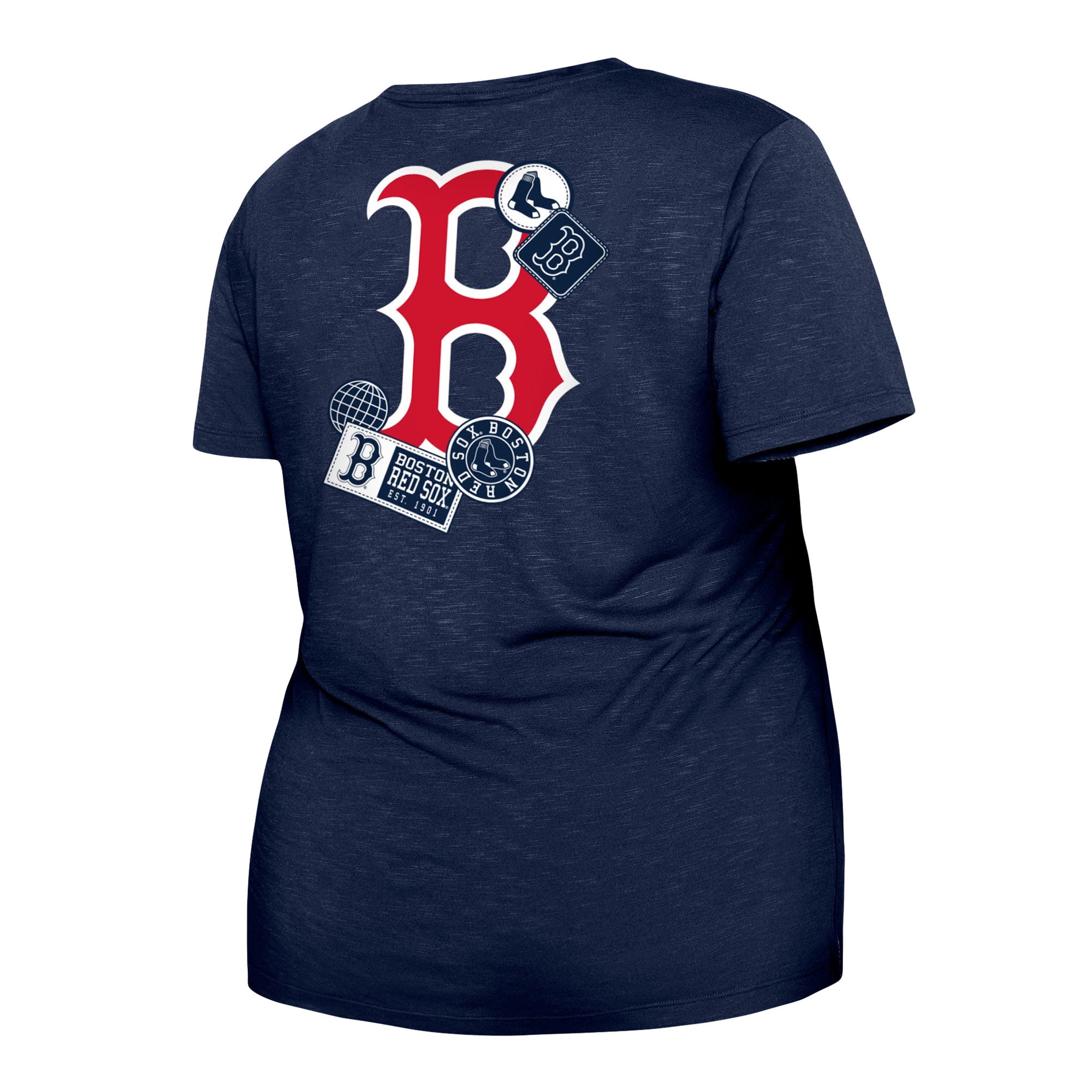 Women s New Era Navy Boston Red Sox Plus Size Two Hit Front Knot T Shirt