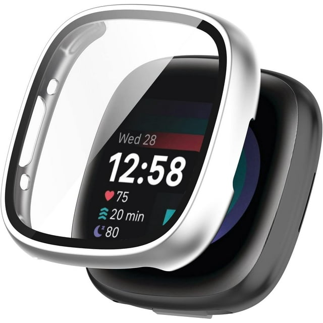 GFDYREE Compatible avec Fitbit Versa 4 / Sense 2 Case, Protecteur d'Écran à Couverture Complète avec Verre Trempé, Étui de Protection Rigide en PC, Pare-Chocs Anti-Rayures pour Montre Intelligente Versa 4 / Sense 2