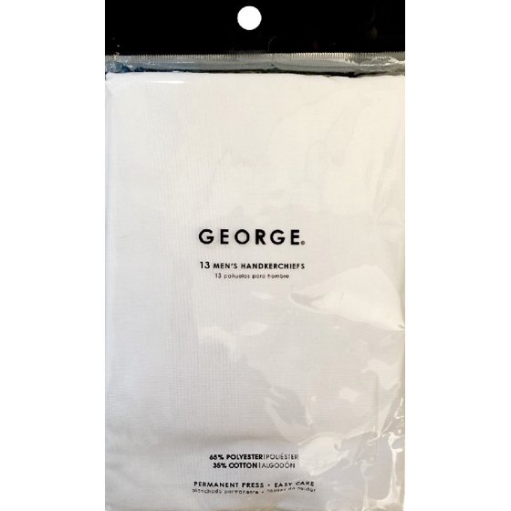 Men's Handkerchiefs, White, 13Pack