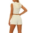thumbnail image 3 of INSPIRE CHIC Two Pieces Outfits for Women's Hoodie Sleeveless Tops High Waisted Shorts Tracksuit Sets Beige M, 3 of 4