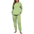 thumbnail image 3 of Women’s Pajama Set Long Sleeve Striped Sleepwear Soft Cotton Lounge Set 2 Piece Pjs Nightwear for Fall Winter, 3 of 6
