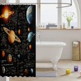 thumbnail image 3 of Manfei Vintage Planets Shower Curtain 72Wx78L,Celestial Math Notes Print Bath Curtain,Black Brown, 3 of 5