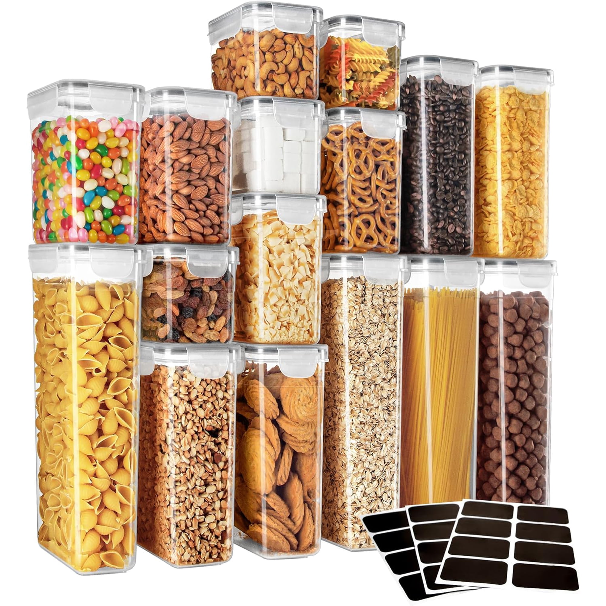16 Pack Airtight Food Storage Containers for Pantry Organization and Kitchen Storage