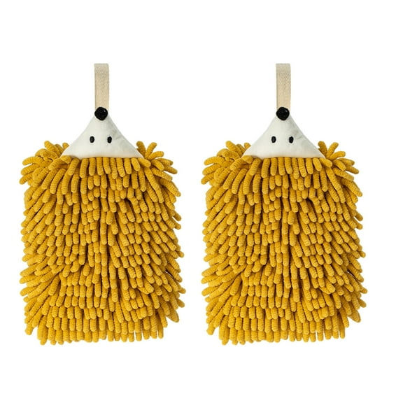 Cute Hedgehog Hand Towel Set, Absorbent Microfiber Chenille Hand Wipes for Kitchen Bathroom Fitness Centers and Home Decor, Hanging Multifunctional Reusable Hand Towels