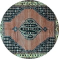 thumbnail image 1 of Ahgly Company Indoor Round Medallion Light Blue Traditional Area Rugs, 7' Round, 1 of 4