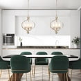 thumbnail image 2 of LNC Charm 3 -Light Matte Gold Cage Frosted glass Metal Chandelier, 2 of 11