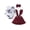 Red, variant on Infant Baby Girl Clothes Print Ruffle Romper + Strap Skirt + Headband Red 3-6 Months