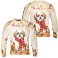 thumbnail image 3 of Happy Thanksgiving Shih Tzu with Turkey Pumpkins Autumn Vibes All Over Print 3D Sweatshirt Unisex Merch Lion Dog Lover Gifts - 12018, 3 of 6