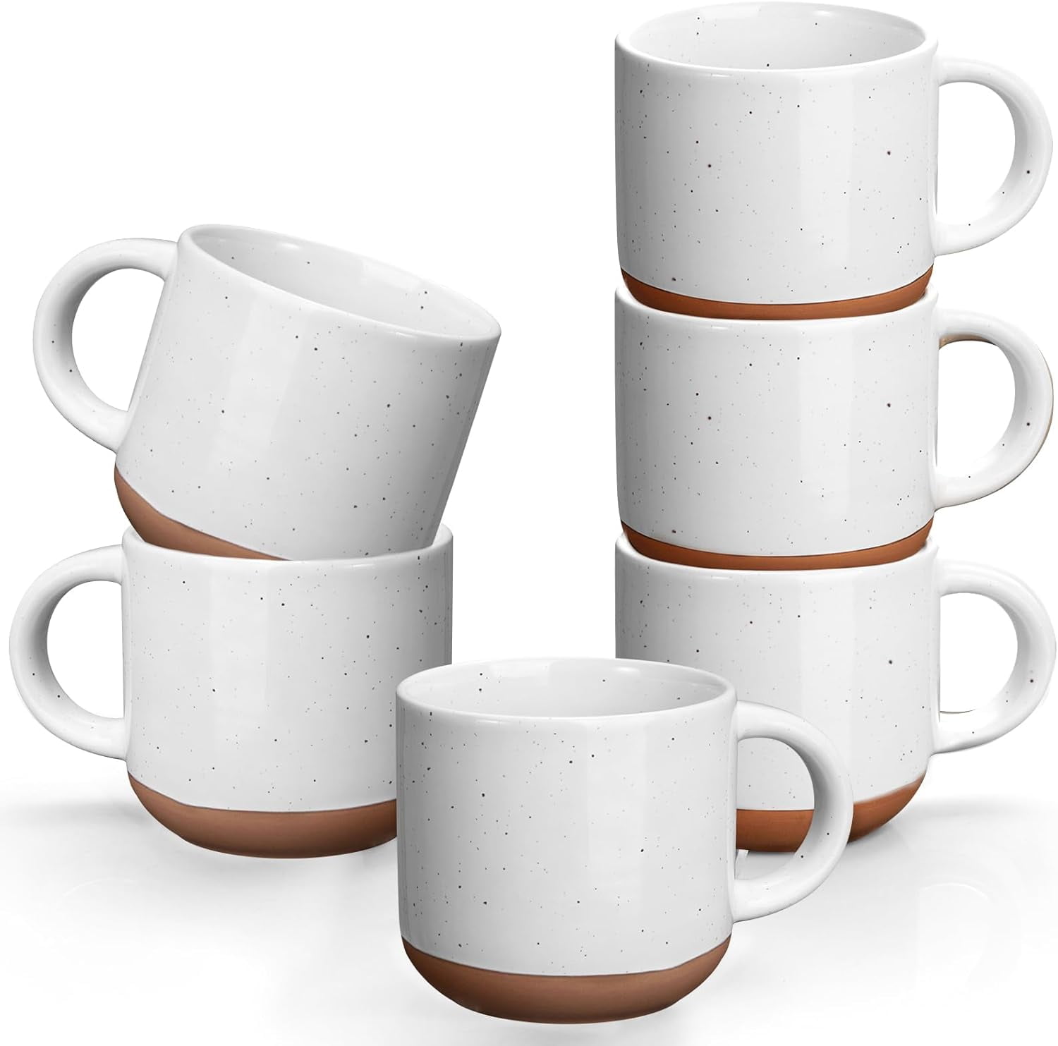 Ceramic Mini Espresso Cups Set of 6, 5 oz Porcelain Coffee Mugs with Handle, Demitasse Cups, Modern Style, Microwave and Dishwasher Safe, Perfect for Espresso Machines