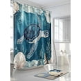 thumbnail image 3 of Fsddascl Coastal Blue Sea Turtle Shower Curtain Set - 72" x 78" Washable Bathtub Curtain with 12 Hooks, Summer Nautical Ocean Shell Waterproof Fabric Stall Shower Curtains for Bathroom/Bathtub, 3 of 6