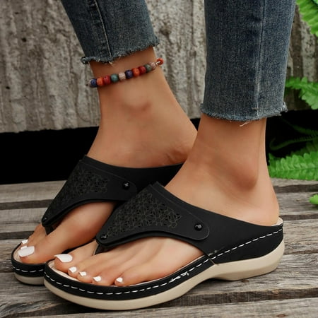 

Abcnature Women Sandals Clearance 2023! Women s Flip-Flops with Arch Support Hollow Out Shoes Thick Sole Slippers Clip Toe Herringbone Sandals Summer Athletic Outdoor Beach Sandals