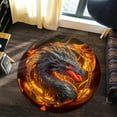 thumbnail image 4 of Abstract Swirl Round Area Rug, colorful painterly circle carpet for living room, media room or office, soft washable non-slip floor mat, bold artistic décor statement, 4 of 6