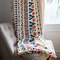 thumbnail image 4 of Cortinas de lino y algodón estampadas con bolas de pelo de colores, estilo bohemio, cortinas rústicas, 4 of 5