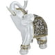 thumbnail image 2 of Estatuas de elefante Feng Shui, figuras de elefante blanco con tronco elevado para decoración del hogar (flor dorada de porcelana L), 2 of 5
