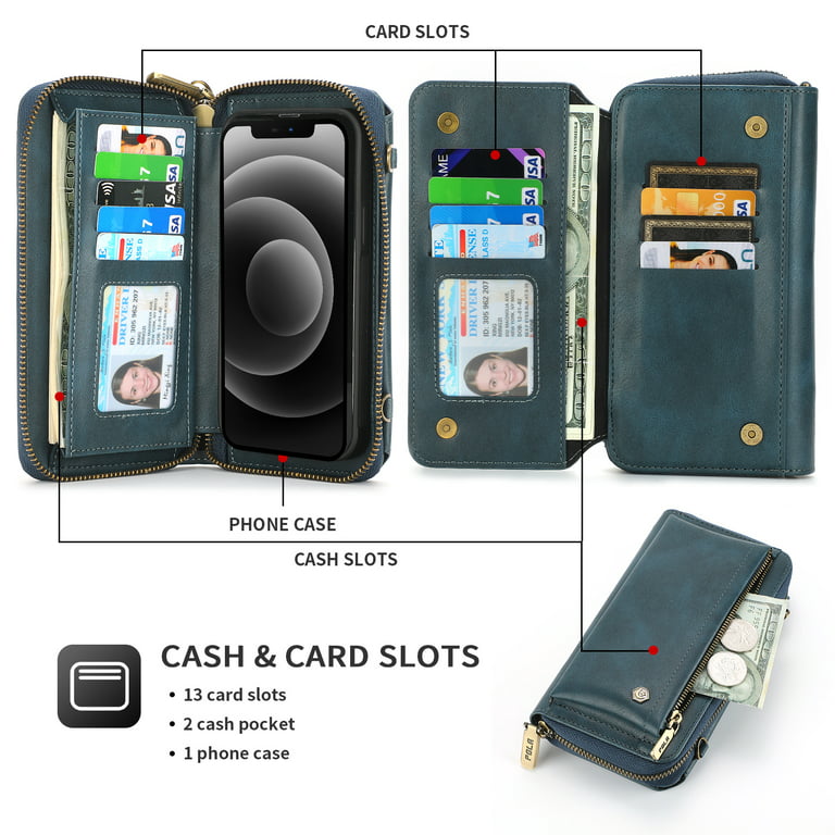 Removable Wallet Shoulder Strap Case For iPhone 14 13 12 Mini 11