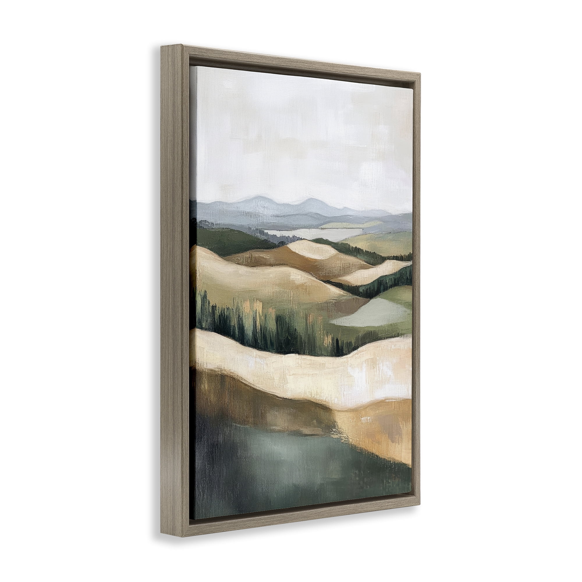 Stupell Industries Tranquil Rolling Hills & Fields Brown Framed Floater Canvas Wall Art, design by Petal Prints Design