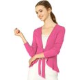 thumbnail image 1 of Women's Tie Front Metallic Ruffled Long Sleeve Open Cardigan, 1 of 6