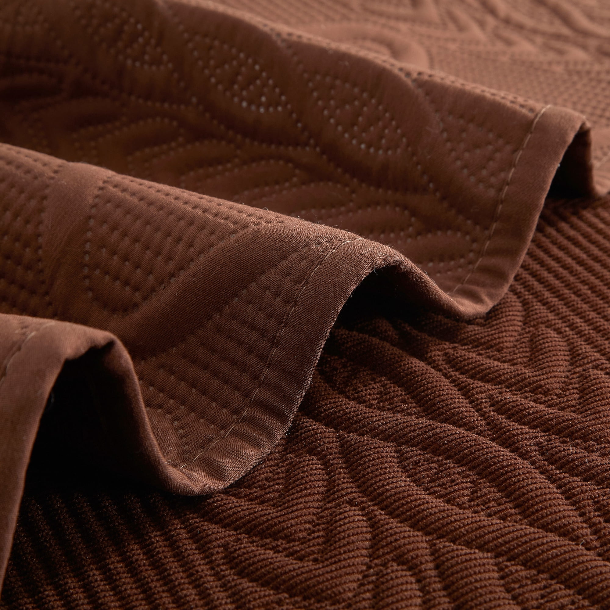 Mainstays King Stitched Corded Quilt in Caffeine Brown