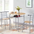 thumbnail image 2 of Juego Mesa de Cocina con 2 Sillas de Comedor Conjuntos de Mueble de 3 Piezas con Vino Estante Madera Natural+Plata, 2 of 5