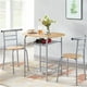 thumbnail image 2 of Juego Mesa de Cocina con 2 Sillas de Comedor Conjuntos de Mueble de 3 Piezas con Vino Estante Madera Natural+Plata, 2 of 5