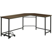 L Shape Computer Desk with CPU Holder and Casters Brown - Saltoro Sherpi