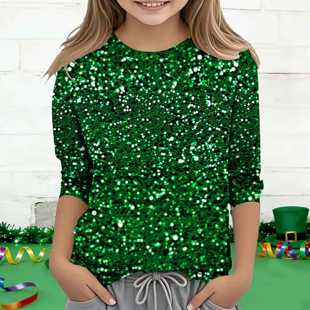 Blusas y camisas de manga larga y cuello redondo para niños y niñas, estilo casual, original, con estampado de manga 3/4 y cuello redondo, ideal para niñas de 3 a 14 años.