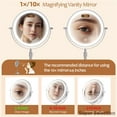 thumbnail image 6 of 8 Inch LED Makeup Mirror With Light, 10X Magnification Vanity Mirror With 3 Color Modes, Adjustable Brightness & Height, Rechargeable Standing Cosmetic Mirror For Home & Travel,8 Inch,Ivory, 6 of 21