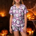 thumbnail image 2 of Leey-World Halloween Pjs Girls Pajama Set With Cute Print Home Short Sleeve Shorts Pajama Set Pjs for Girls 2T 3T 4T 5T 6T 7T 8T, 2 of 5