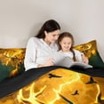 thumbnail image 4 of Manfei Vintage Deer Grid Twin Comforter Sets,Rustic Wildlife Bedding Set,Green Orange,Black Reversible,2 Pieces,1 Comforter and 1 Pillowcase, 4 of 7